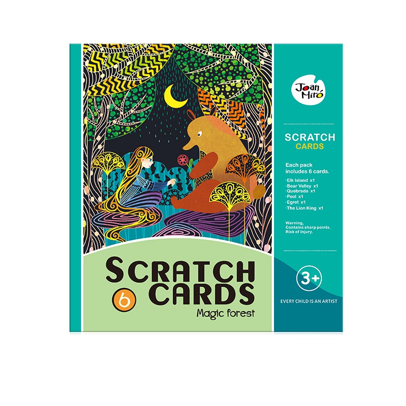 美乐儿童刮画纸炫彩涂色画涂鸦diy手工沙画彩沙刮刮纸笔蜡刮刮画 魔幻森林