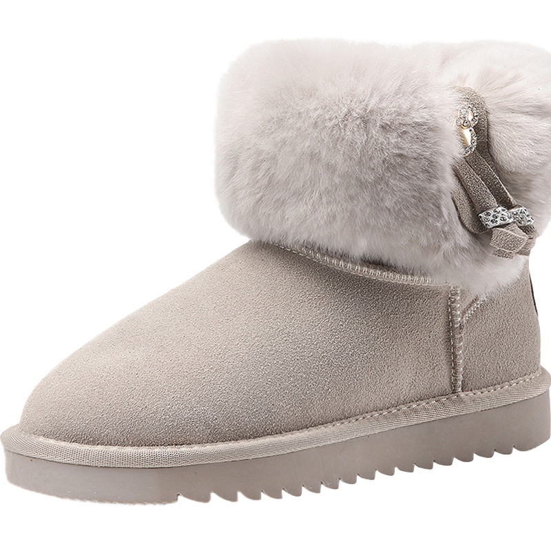 公猴雪地靴女短筒加绒真皮加厚短靴2020新款冬季棉鞋ins潮面包鞋