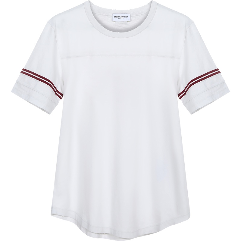 SAINT LAURENT 圣罗兰 女士棉质破洞圆领短袖T恤 631825 YBUW2