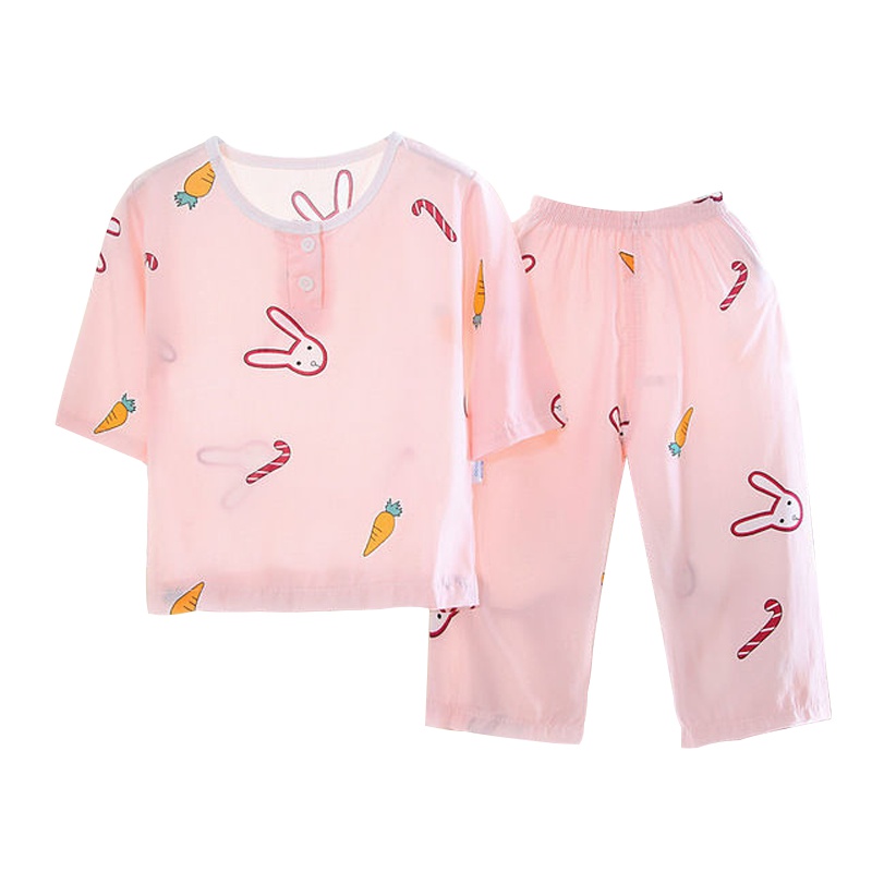 2019夏季男女童棉绸内衣套装 儿童家居服 宝宝睡衣空调服套装
