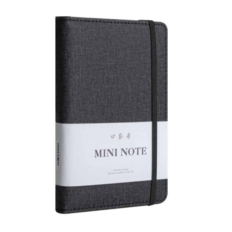 得力 22234 便携笔记本子 创意型口袋本迷你学生小本子记事本日记单词手账本 A6/96张 黑色