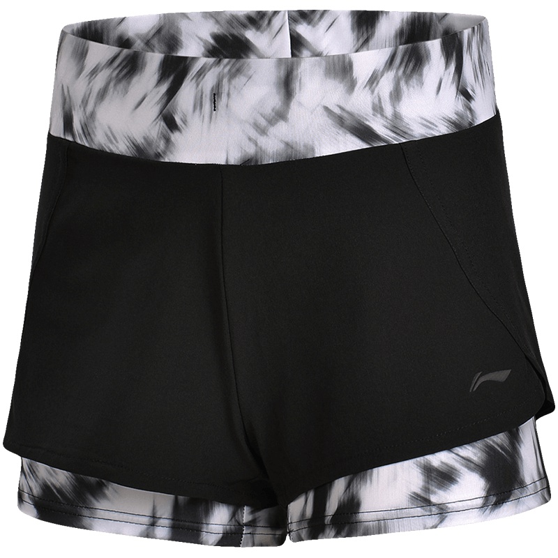 【自营】李宁女装女士训练裤短裤针织秋季运动裤AKSM126