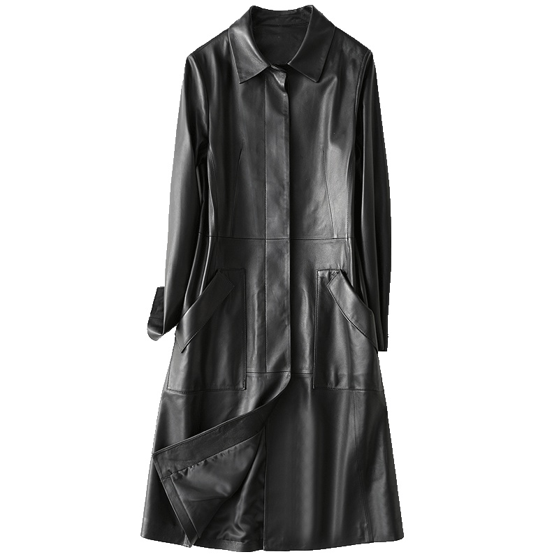 憨厚皇后 2019海宁春季新款海宁真皮皮衣女士绵羊皮长款时尚外套T