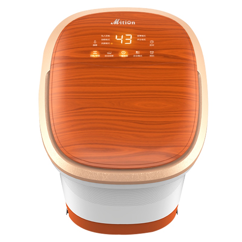 美承(Mition)足浴盆 全自动按摩泡脚盆 深桶足浴器家用 支持电动滚轮 洗脚盆 恒温功能红光照射 防滑底座 18L