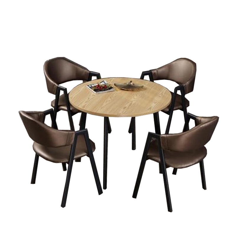 卓澳(ZHUOAO)接待会议洽谈桌椅组合办公室休闲时尚小户型圆形餐桌一桌四椅-15