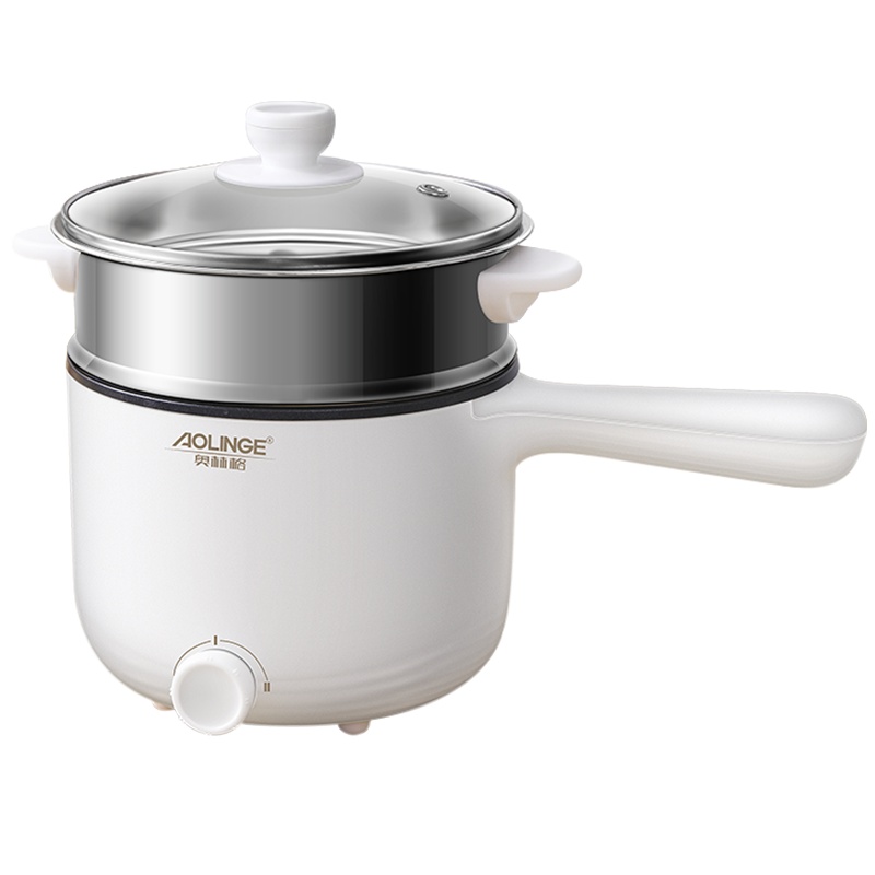 奥林格(AOLINGE) ZG-304多功能电煮锅学生锅宿舍寝室小煮面煲汤1-2人迷你小功率电锅1.2L 乳石白带蒸笼