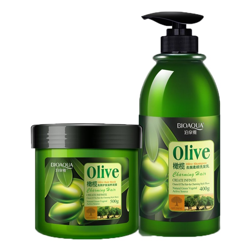 泊泉雅橄榄洗护发2件组合 洗发水护发套装滋润保湿润泽