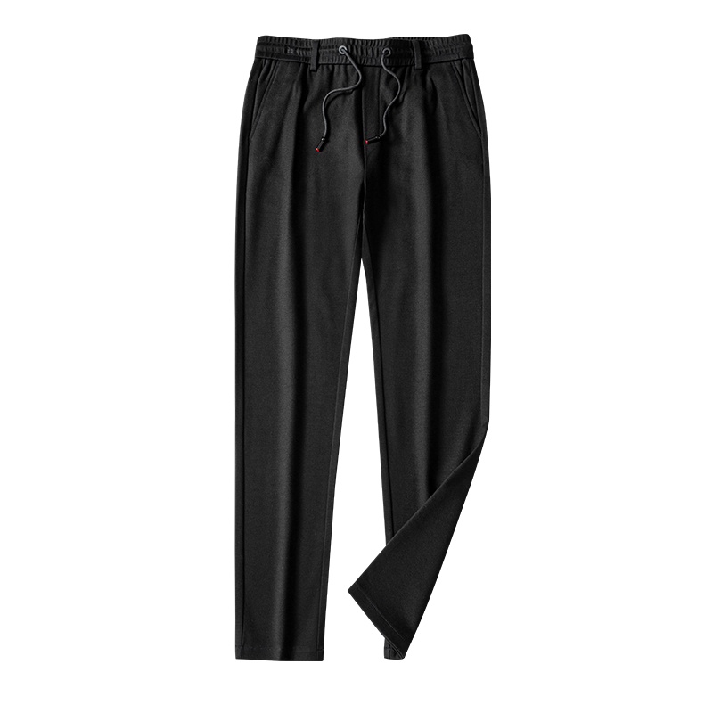 雅鹿男装秋冬新品系绳松紧休闲弹力直筒长裤厚款运动裤男士休闲裤11189050