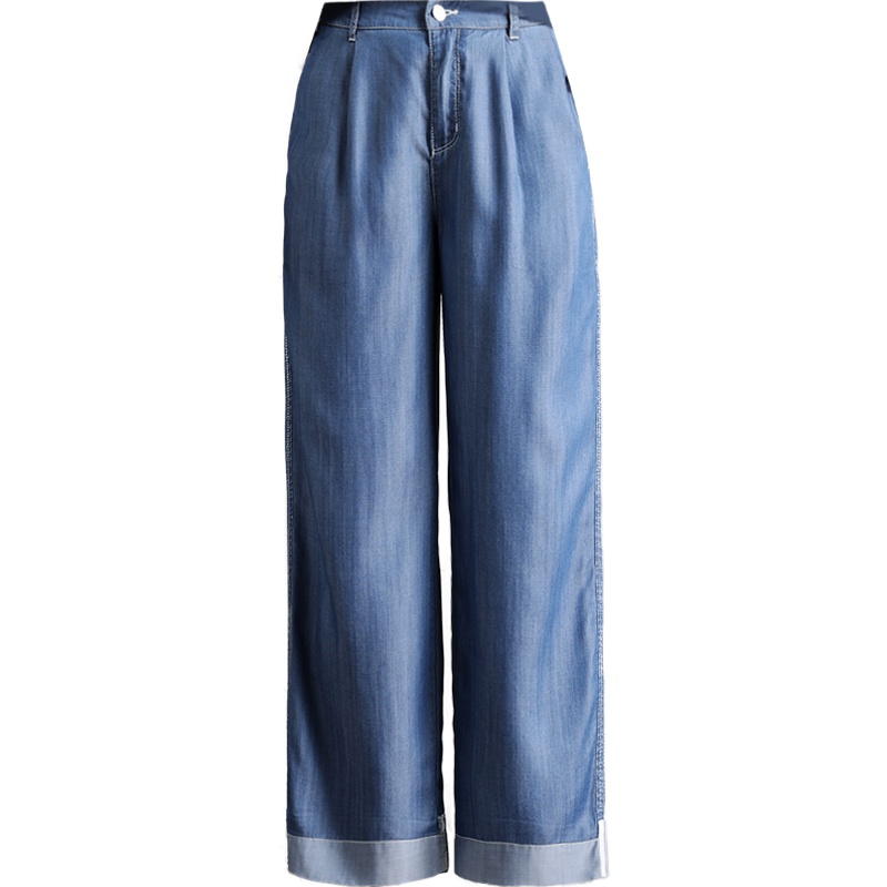 娅丽达女裤2019夏季新款莱赛尔天丝阔腿牛仔裤女宽松直筒薄款裤子I2140