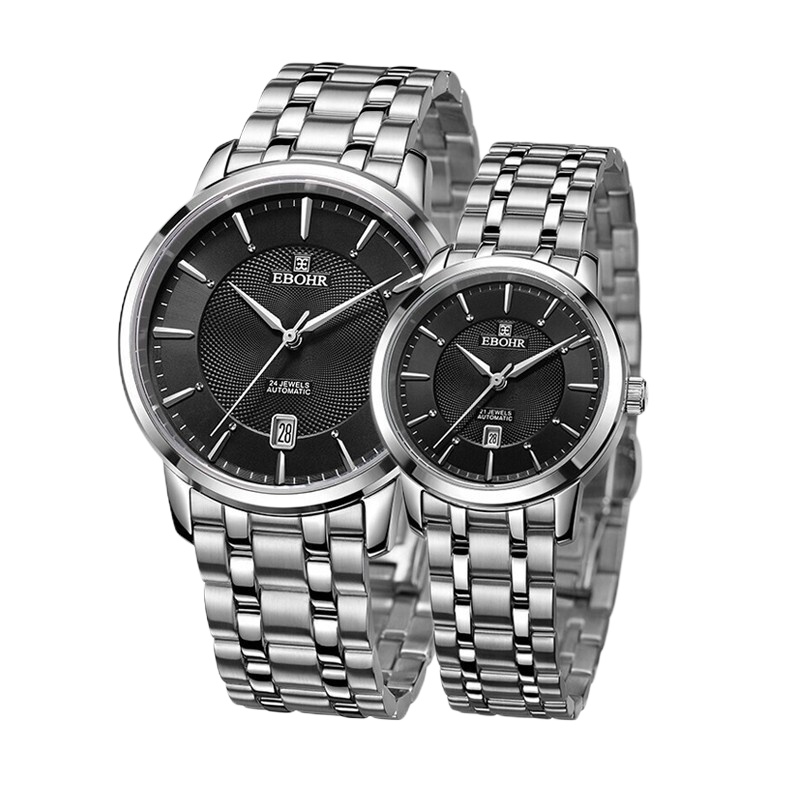 依波表(EBOHR)女士自动机械表钢带休闲商务腕表防水日历情侣表 女款30100220