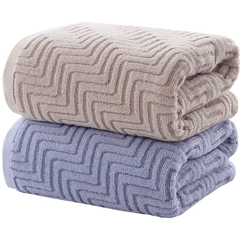 2条装 图强浴巾纯棉成人加大吸水巾柔软亲肤情侣全棉浴巾两条装