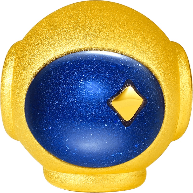 周大生黄金转运珠勇气面具太空人3D硬金手绳可编织宇航员足金手链