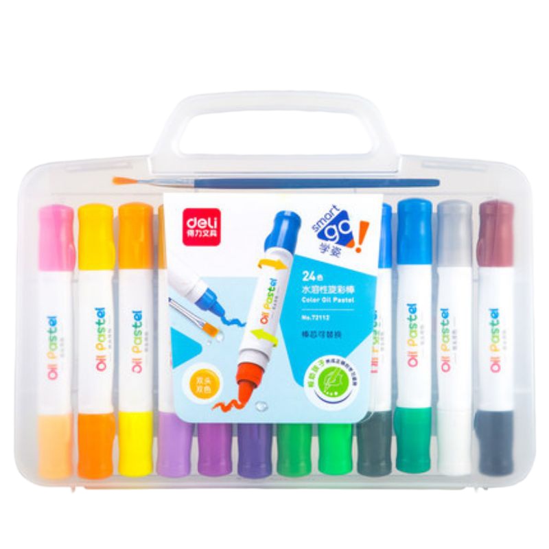 得力72112双头旋转油画棒24色(混)