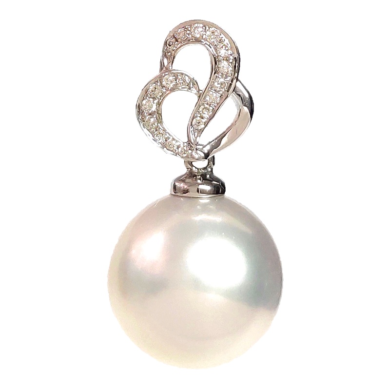 缘源珠宝 海水珍珠吊坠18K镶钻气质女吊坠时尚百搭款 附送证书 不含链