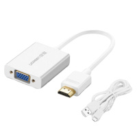 绿联 UGREEN 40212 HDMI转VGA转接器 高清信号转换线 笔记本/APPLETV3等接投影仪 带音频 白色