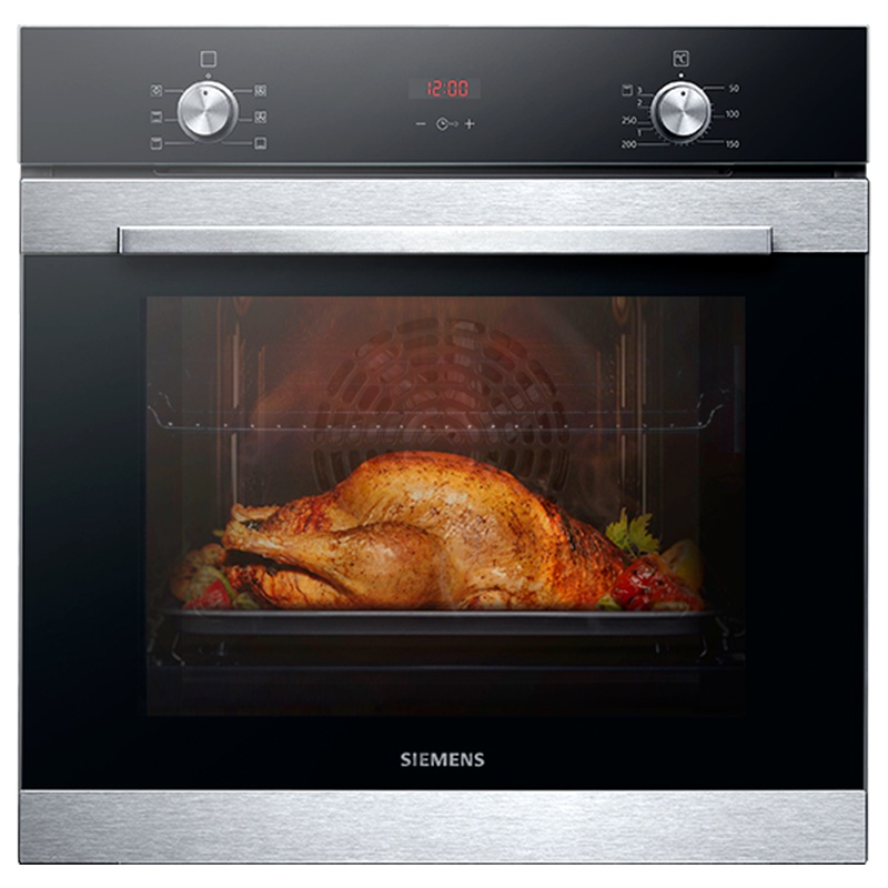 SIEMENS/西门子 烤箱嵌入式71L黑色旋钮式 家用智能烘焙 不锈钢管加热 热风循环HB313ABS0W