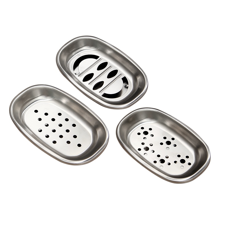 欧润哲(ORANGE) 3只装创意不锈钢双层沥水肥皂盒 家用浴室皂架皂碟香皂盒子收纳盒