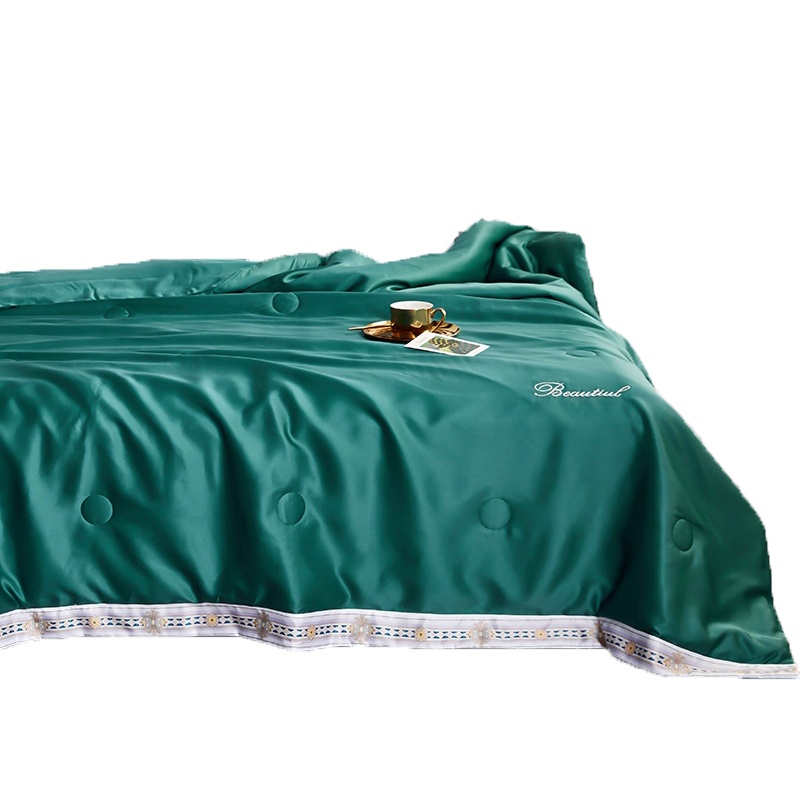 绘窝(HuiWo)家纺 新款可机洗亲肤丝滑透气春秋被水洗丝卡曼时尚系列夏被可水洗空调被花边被子