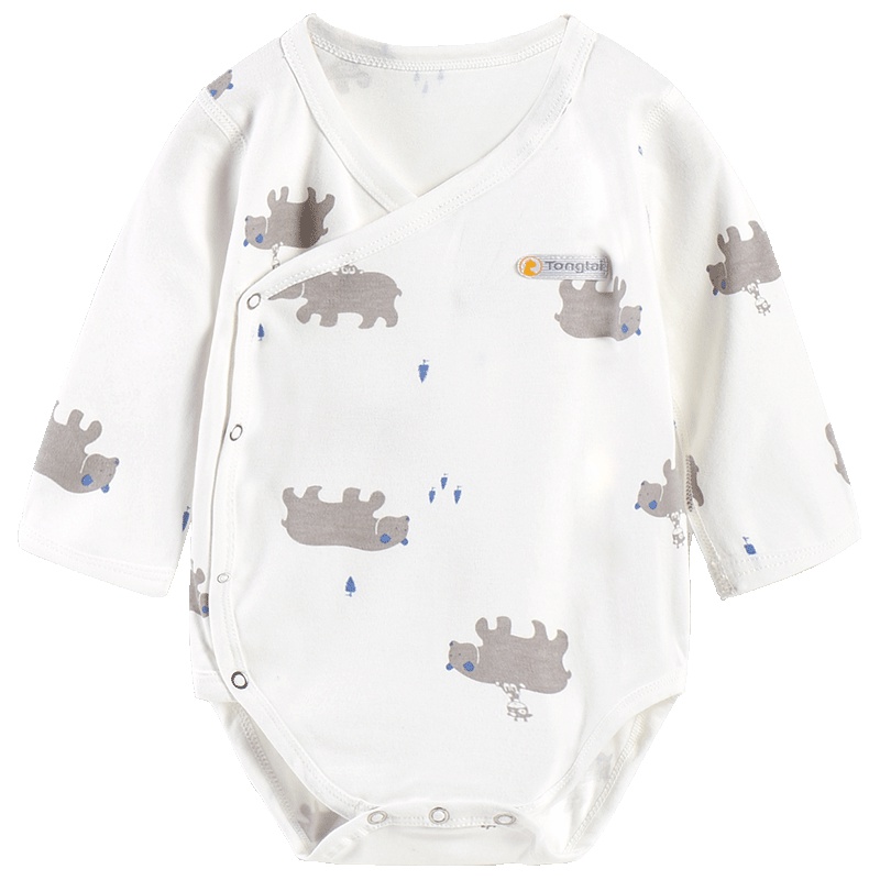 童泰TONGTAI婴幼儿纯棉内衣偏开包屁衣1-24个月宝宝长袖连体衣爬服婴幼儿通用90cm