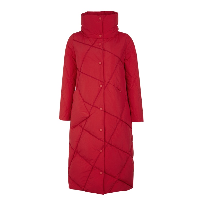 晚白2019冬季新品百搭纯色保暖高领直筒90白鸭绒羽绒服厚外套女