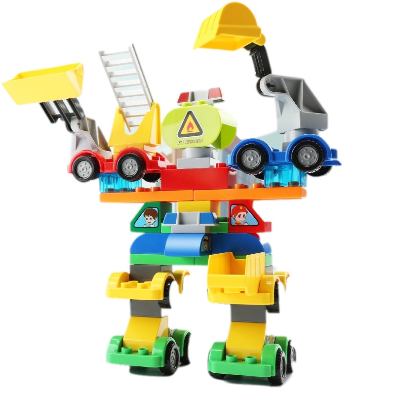 费乐(FEELO)大颗粒积木 (55粒)百变小汽车6合1机器人1613 男女孩拼装积木儿童益智玩具 3-8岁 ABS材质