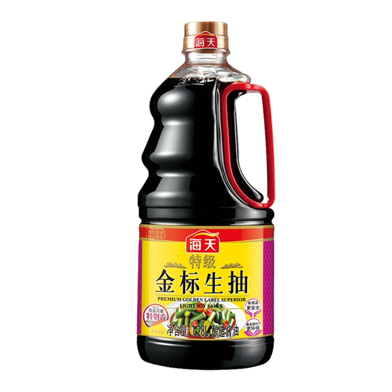 海天0添加特级金标生抽1.28L家常炒菜酿造酱油调味品 健康调味料