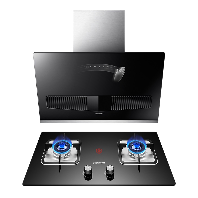 创维(SKYWORTH)侧吸式抽油烟机灶具套装 烟灶套装 油烟机燃气灶具套装Y3B+Z32液化气