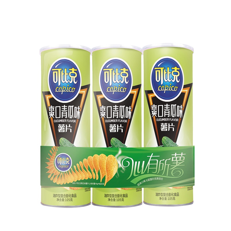 可比克 膨化食品 三连罐105g*3(青瓜味)