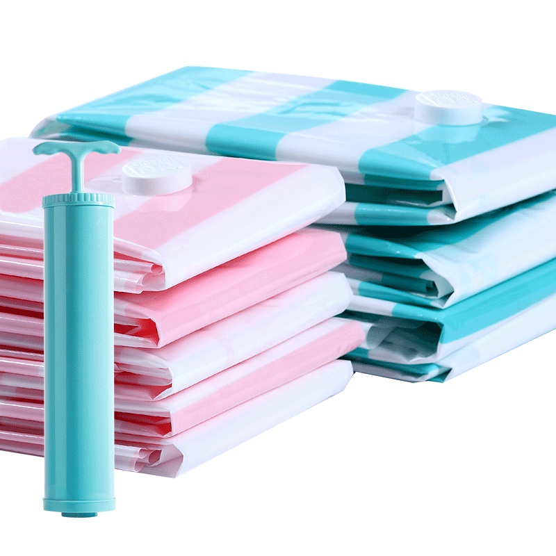 收纳博士条纹加厚装10斤棉被子真空压缩袋送手泵共13件套 衣服真空收纳袋整理袋压缩收拾袋密封袋收容袋收藏袋压塑袋带