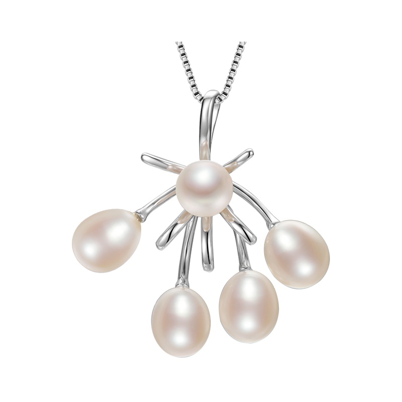 [京润珍珠]明绚 S925银镶淡水珍珠吊坠 6-7mm 水滴形白色珠宝 珠宝宠自己送妈妈