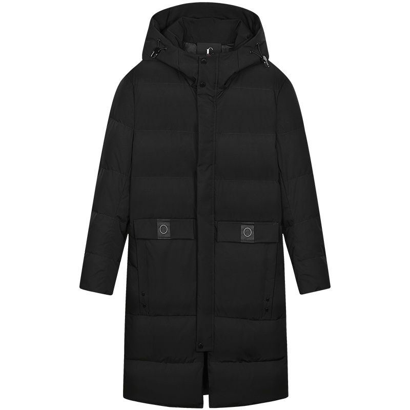 与狼共舞羽绒服冬季加厚保暖男装连帽中长款羽绒外套