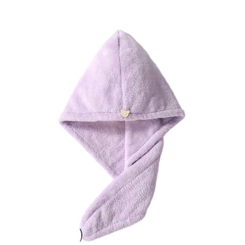 珊瑚绒干发帽女网红抖音干湿帽擦头发浴帽加厚双层吸水速干帽 三维工匠 单层加厚浅紫色1条