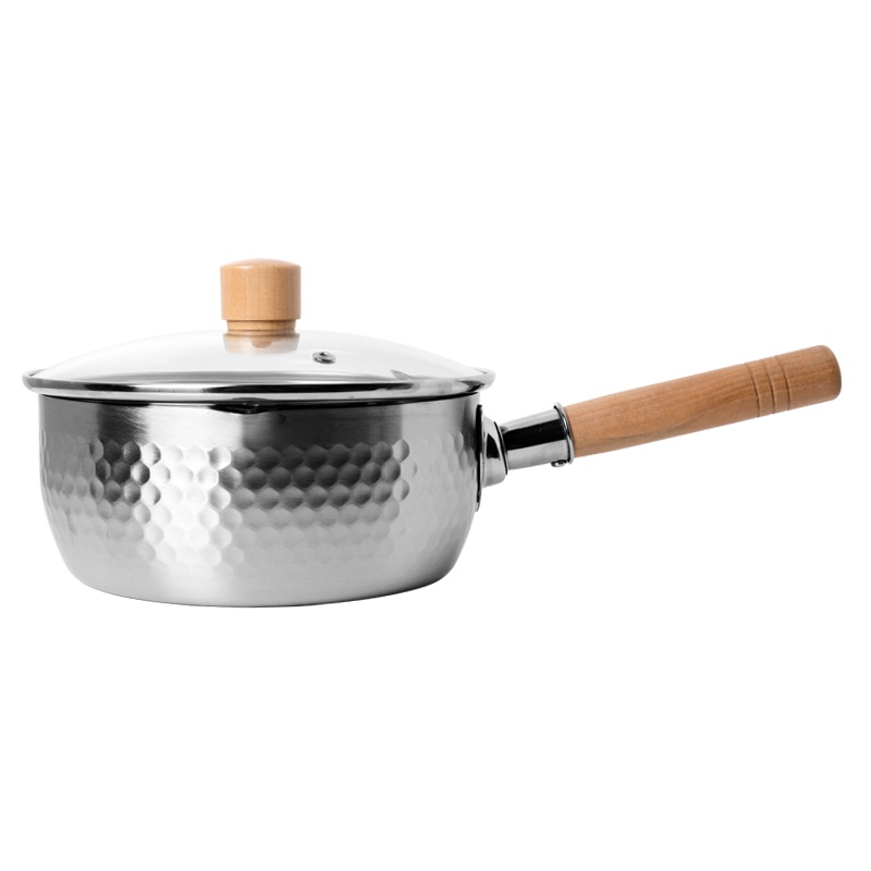 红厨日式雪平锅雪花锅家用泡面锅不粘锅小奶锅热牛奶锅小锅子日本 18cm黑色不粘雪平锅(带盖)+蒸格