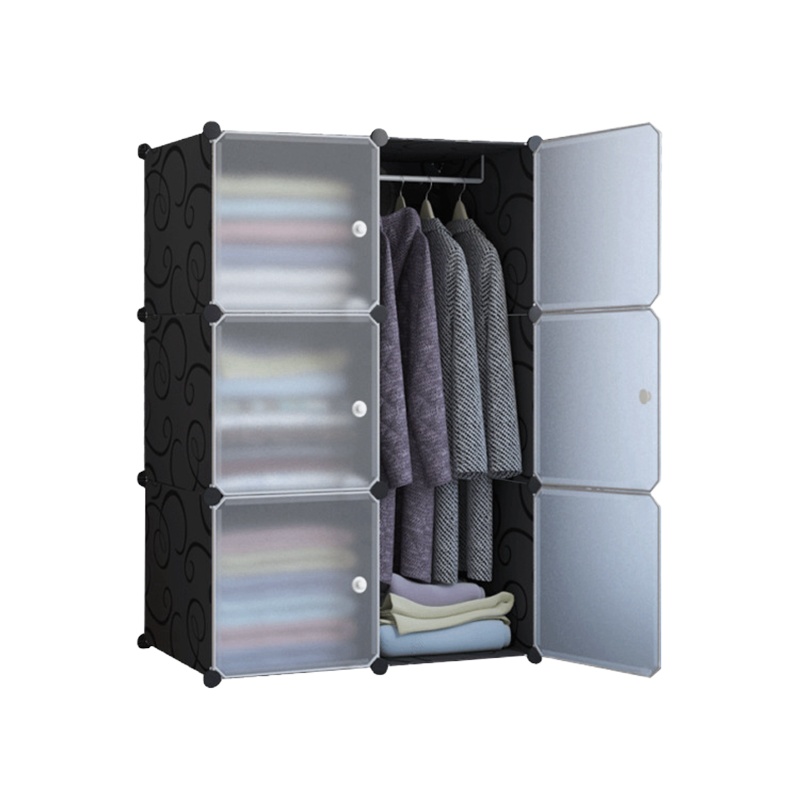 弘拜 多功能组合简易衣柜 收纳组装塑料收纳柜 DIY拼装现代简约布衣柜 卧室衣橱经济型