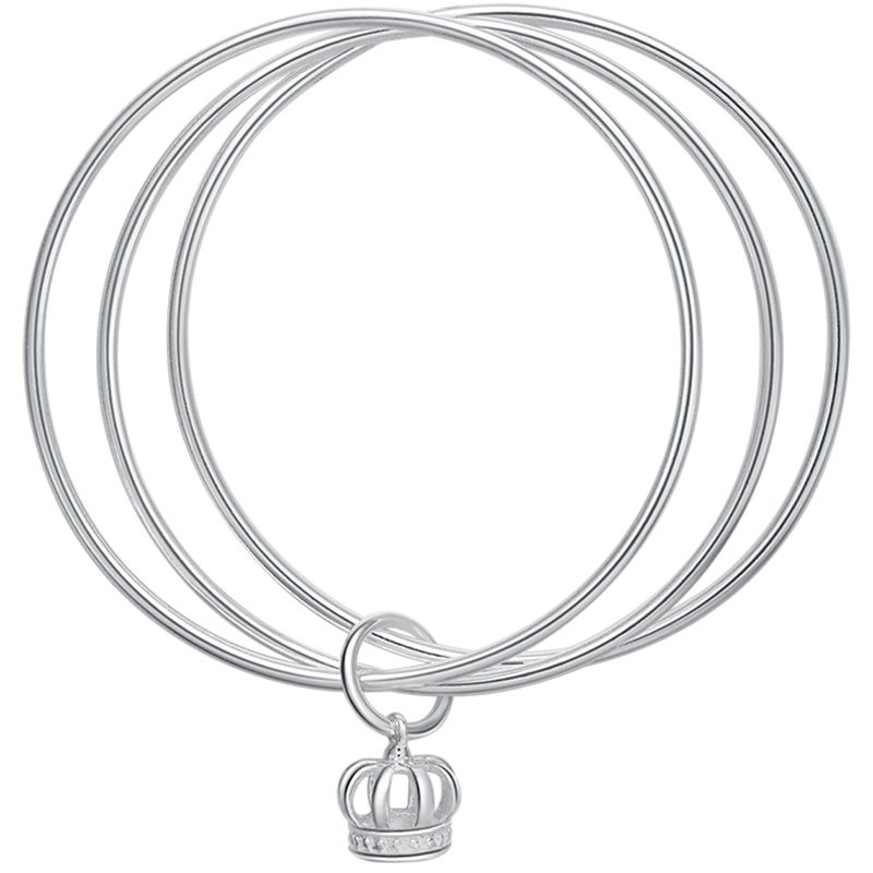 金一足银S999成人女士手镯皇冠圆管四环带铃铛送女友送妈妈 (定价) BFE018