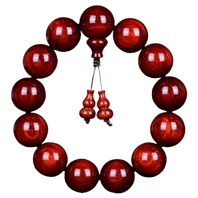 印度小叶紫檀佛珠手串18mm 金星高油密老料13颗 泥料檀香木念珠文玩男女款手链 1.8金星老料