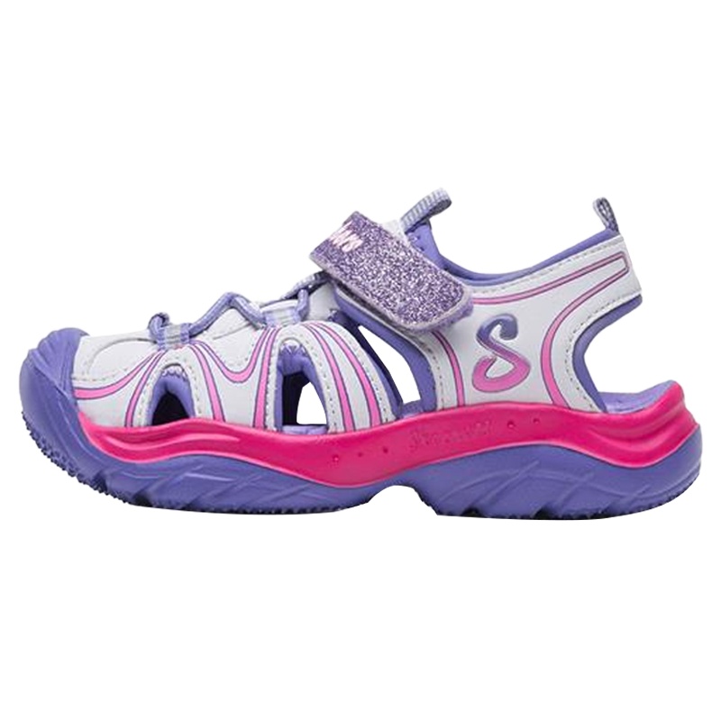 Skechers斯凯奇夏季包头透气女童儿童魔术贴防滑休闲凉鞋 86656N