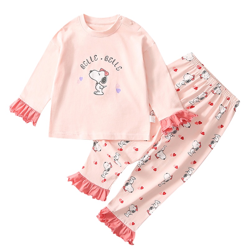 史努比SNOOPY童装儿童睡衣套装女童春秋新款家居服长袖长裤两件套