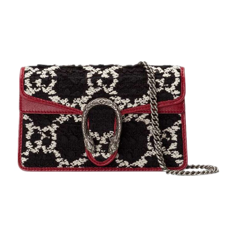 GUCCI 古驰 女士黑色和红色迷你链条包单肩包斜挎吧 476432-HS8AN-1164