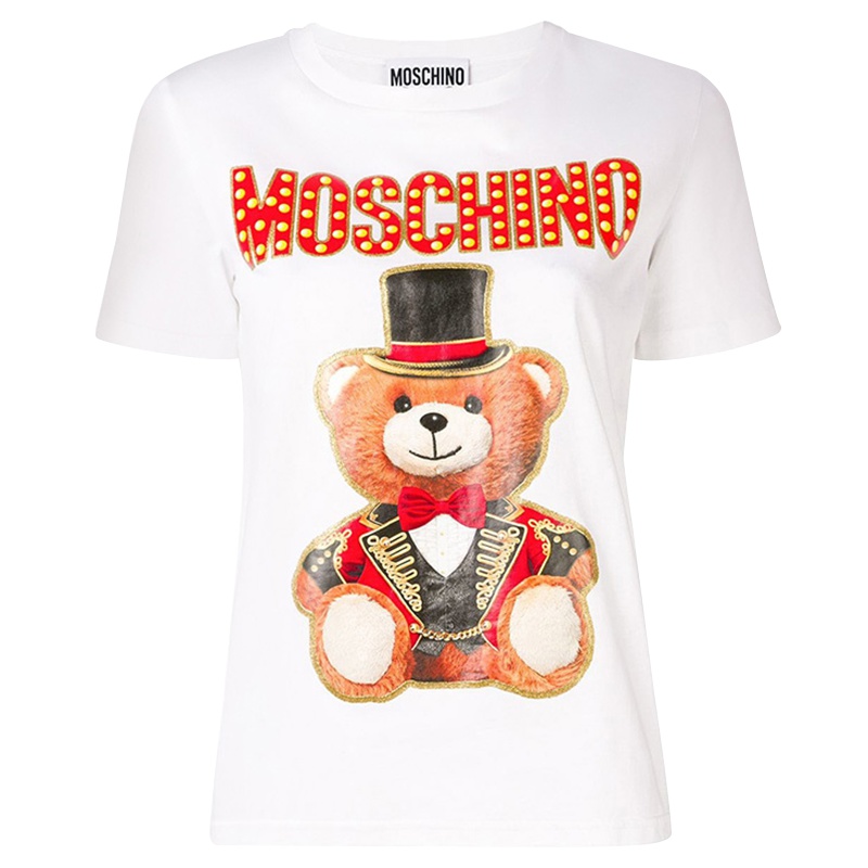 [直营]合身版MOSCHINO莫斯奇诺小熊印花纯棉女士短袖T恤EV0708