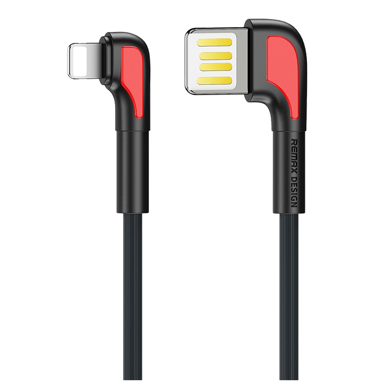 REMAX 战戈数据线 Apple苹果弯头充电线 3A快充 游戏不挡手 黑色