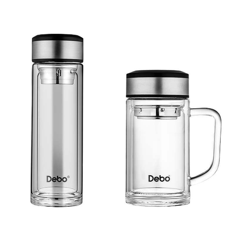 德铂Debo汉纳斯玻璃套装杯304不锈钢过滤茶漏茶杯办公水杯DEP-743 单个装