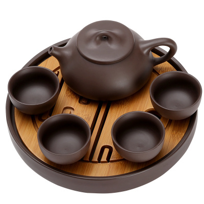 常生源 旅行功夫茶具套紫砂茶盘 一茶壶四茶杯办公室 壮志凌云便携紫砂茶具