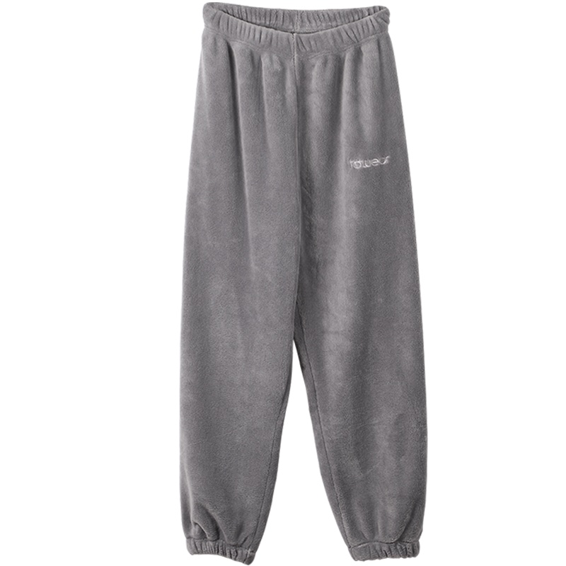 红豆HODO居家秋冬法兰绒睡裤女士长裤宽松加厚保暖收脚束脚家居长裤