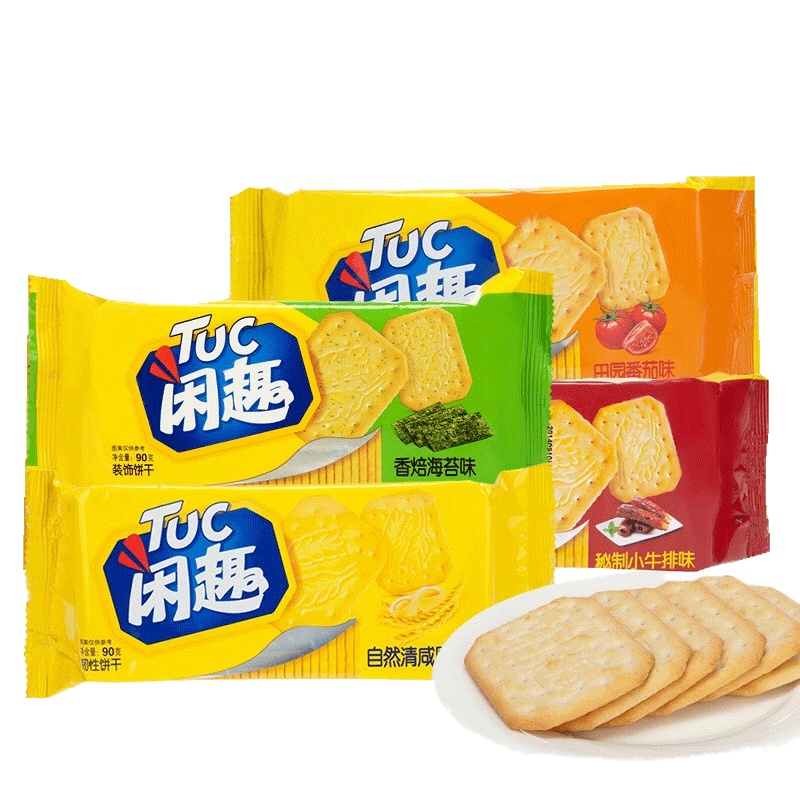 闲趣韧性饼干90g*3(原味+海苔+番茄)