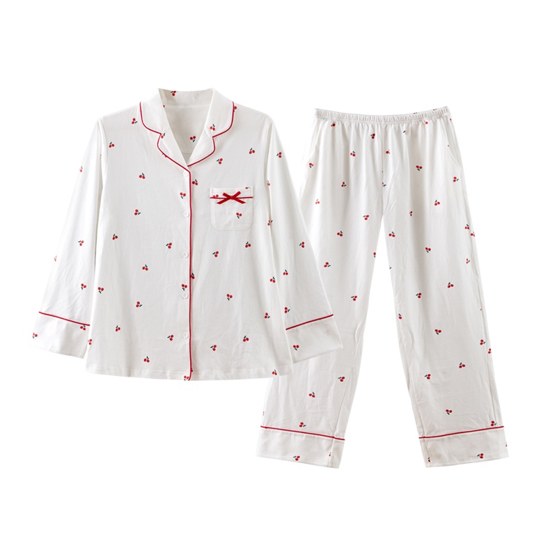 苏宁极物 女式纯棉樱桃棉质家居服套装