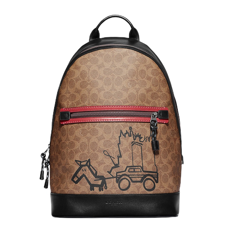 Coach 蔻驰 女士棕色印花图案双肩背包 4589JIRI1