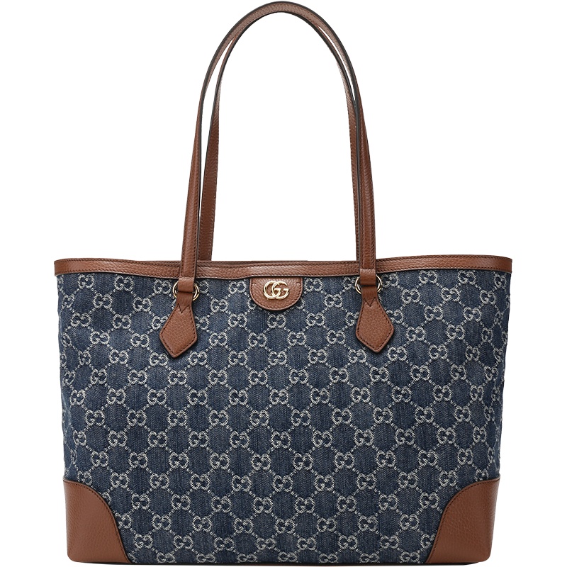 古驰 GUCCI 女士GG Denim系列Ophidia系列织物配皮手提单肩包托特包中号 631685 2KQGG