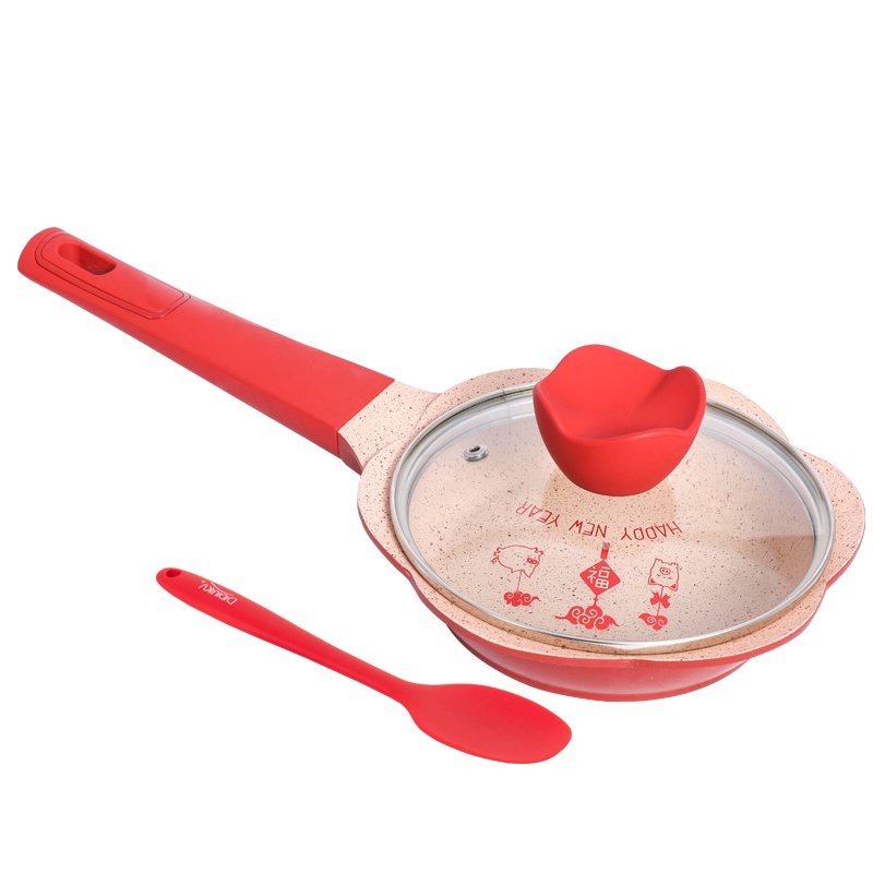 迪迪尼卡(Didinika)辅食锅婴儿奶锅16cm小锅平底煎锅麦饭石不粘锅多功能一体锅
