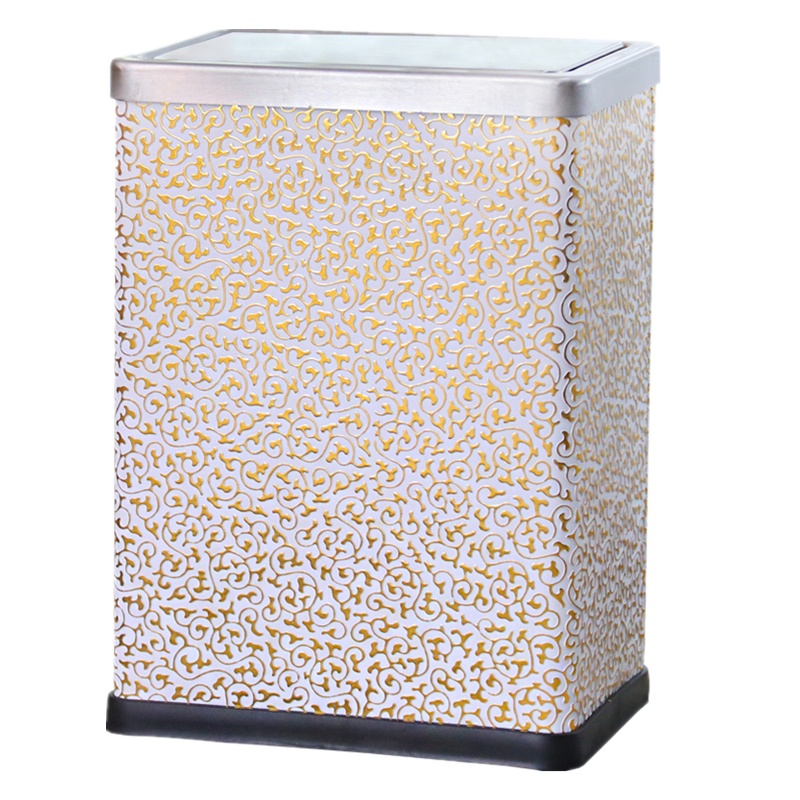 [2件9折]帝梵卫生间垃圾桶摇盖式家用欧式方形不锈钢翻盖有带盖厕所窄长方